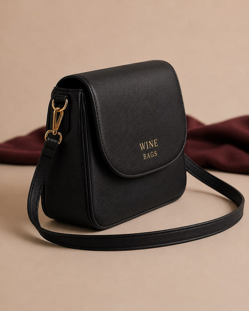 Black Flap Crossbody Bag