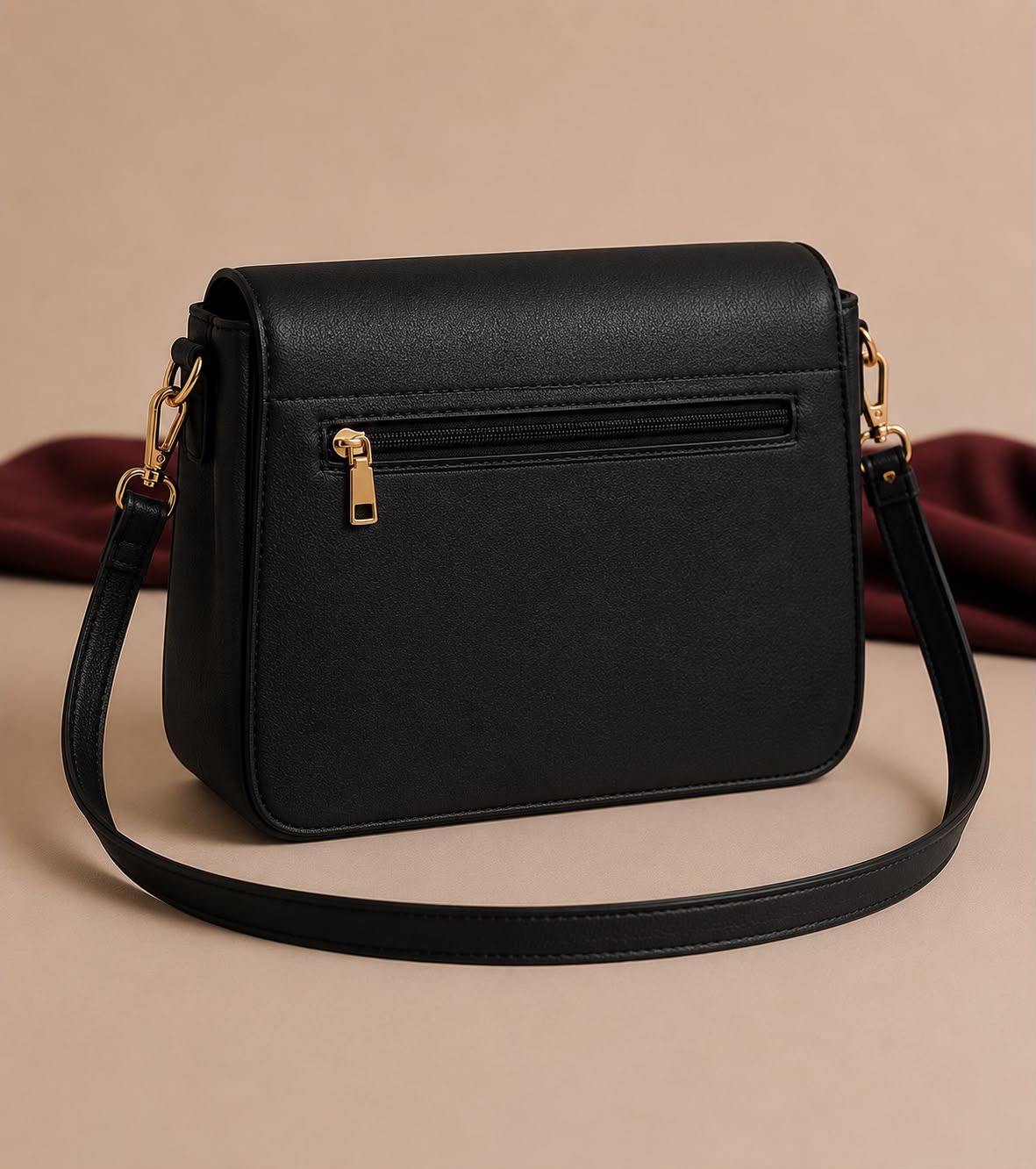 Black Flap Crossbody Bag
