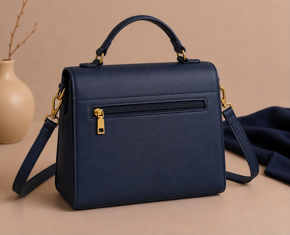 Midnight Blue Structured Handbag