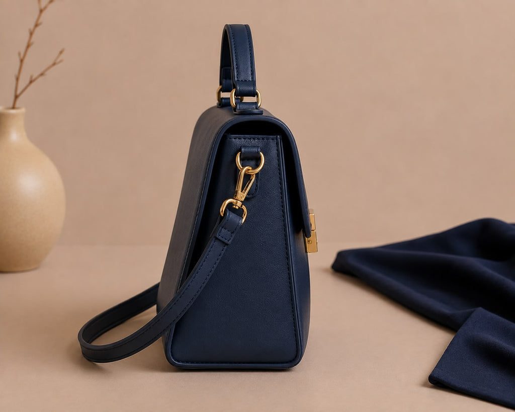 Midnight Blue Structured Handbag