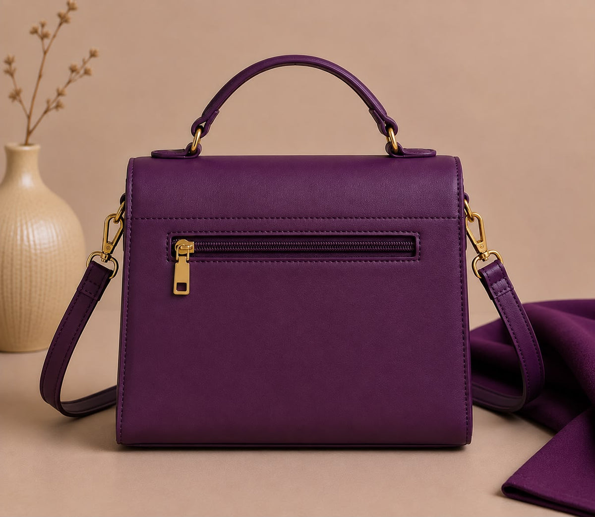Royal Purple Structured Handbag