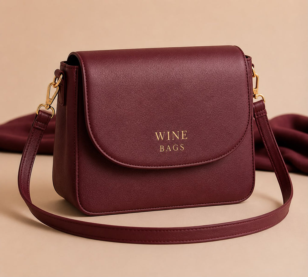 Burgundy Flap Crossbody Bag