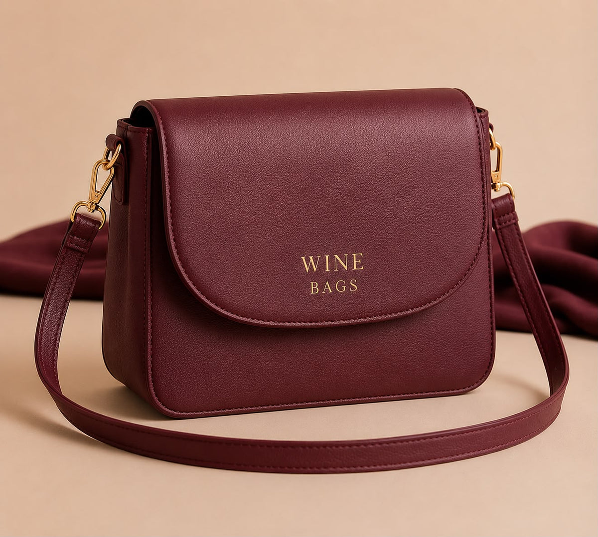 Burgundy Flap Crossbody Bag