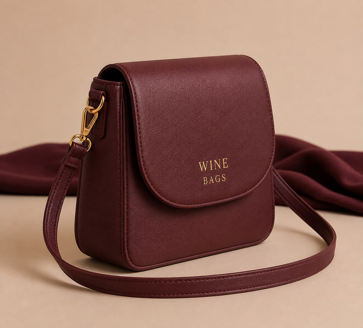 Burgundy Flap Crossbody Bag