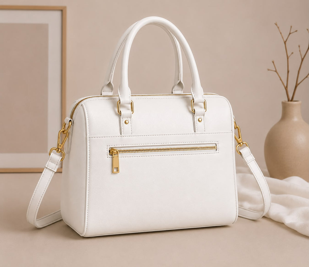 Travel Satchel – Pearl White