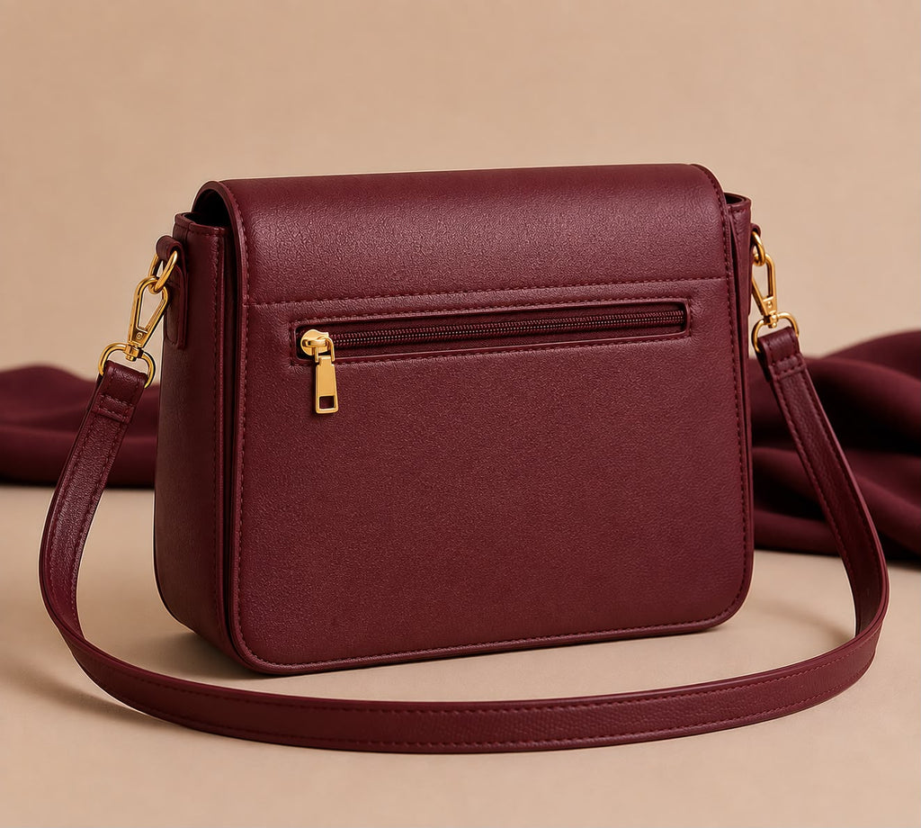 Burgundy Flap Crossbody Bag