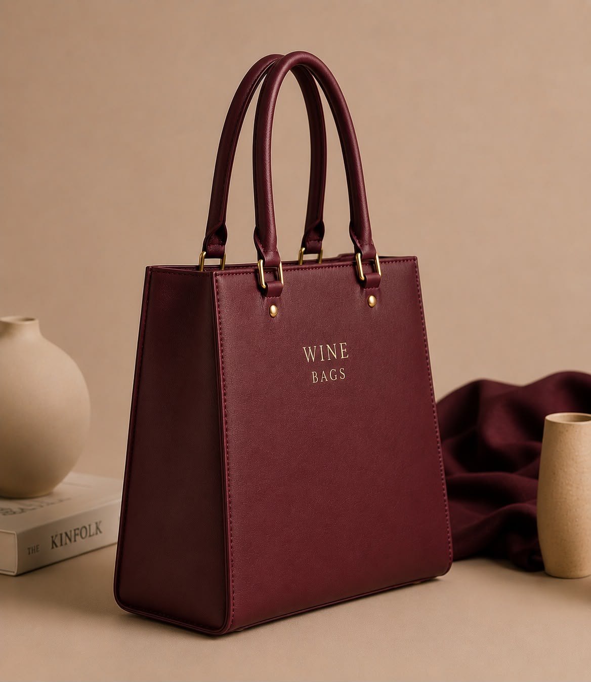 Elan Structured Tote – Burgundy