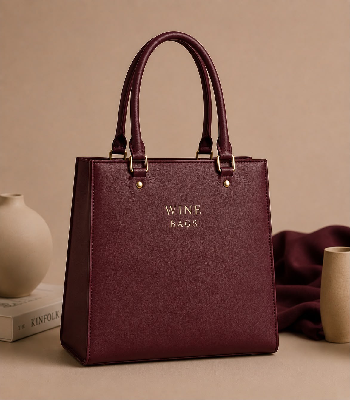Elan Structured Tote – Burgundy