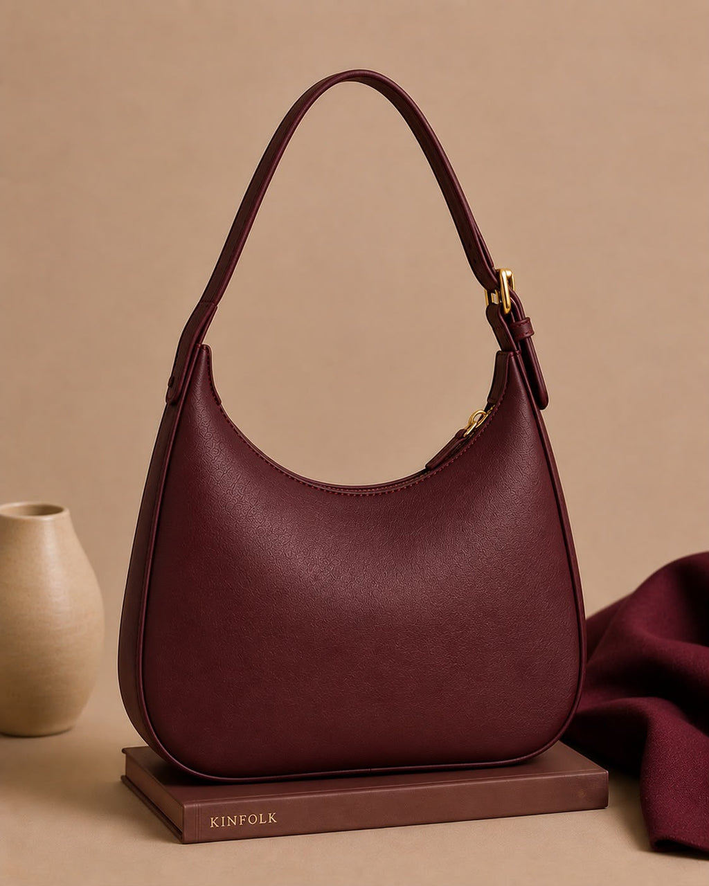 Luxe Hobo Bag - Burgundy