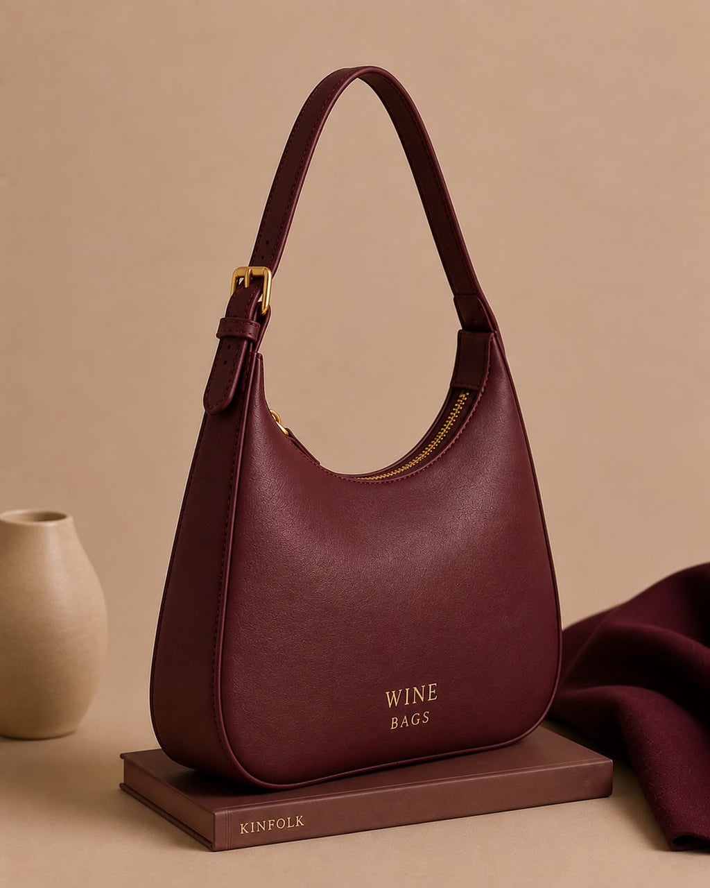 Luxe Hobo Bag - Burgundy
